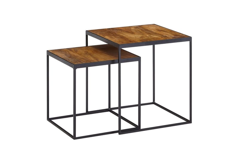Satsbord Wohnling Set om 2 massivt trä med metallben modern