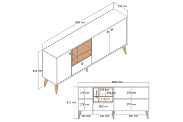 Scone Konsollbord 180 cm - Vit marmor/Valnöt - Möbler - Bord & matgrupper - Avlastningsbord - Hallbord