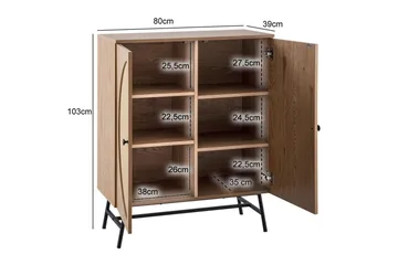 Sideboard Wohnling Folierad spånskiva ekoptik halvcirkel rottingväv look 2 dörrar modern - Förvaring - Förvaringsmöbler - Sideboard & skänk