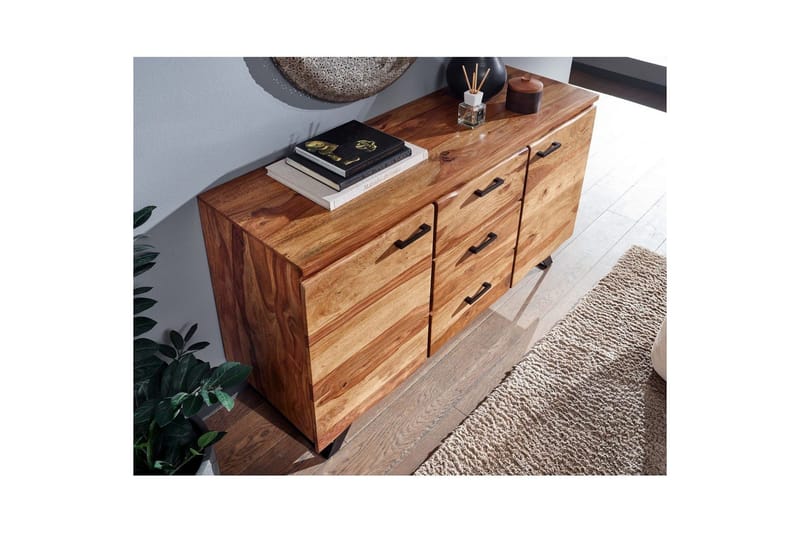 Sideboard Wohnling Massiv trä träd kant 145 cm med 2 dörrar 3 lådor industriell - Möbler - Bord & matgrupper - Avlastningsbord - Hallbord