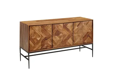 Sideboard Wohnling Massivt trä, triangulär optisk inläggning, 123 cm med 3 dörrar, industriell - Förvaring - Förvaringsmöbler - Sideboard & skänk