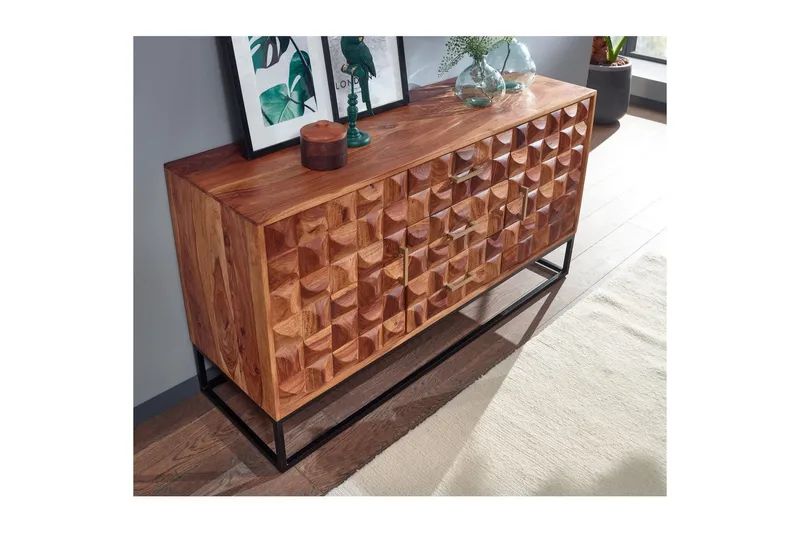 Sideboard Wohnling Massivt trä design front 145 cm med 2 dörrar 3 lådor industriell - Förvaring - Förvaringsmöbler - Sideboard & skänk