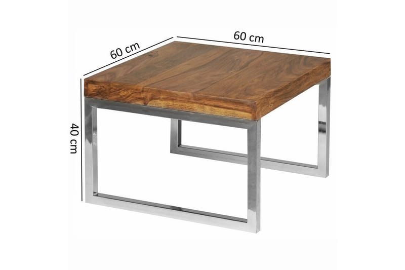 Sido bord Wohnling massivt trä, kvadratisk med metallkromben, herrgårdsstil 60x60 cm - 60x60 cm - Möbler - Bord & matgrupper - Avlastningsbord - Lampbord