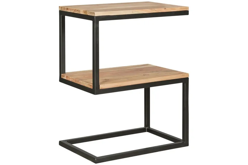 Sido bord Wohnling Massivt trä, S Cube, metallram i lantlig stil Akacia, Akacia
