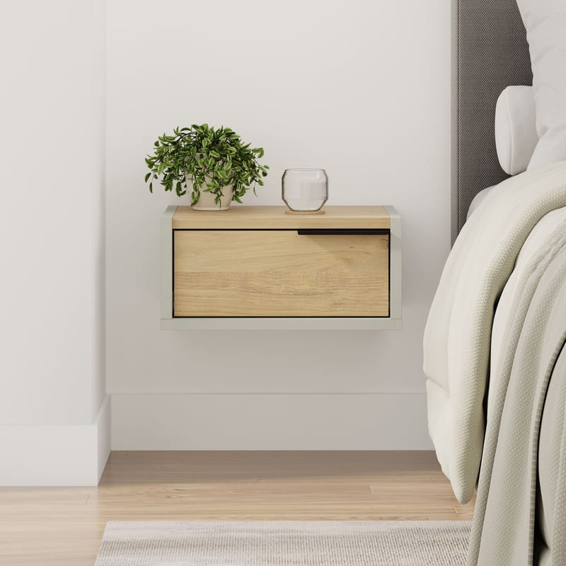 Silena Sängbord 40 cm - Ash Green och Sapphire Oak - Möbler - Bord & matgrupper - Avlastningsbord - Sängbord & nattduksbord