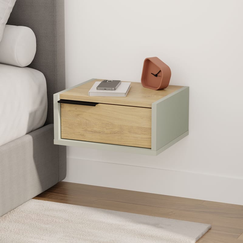 Silena Sängbord 40 cm - Ash Green och Sapphire Oak - Möbler - Bord & matgrupper - Avlastningsbord - Sängbord & nattduksbord