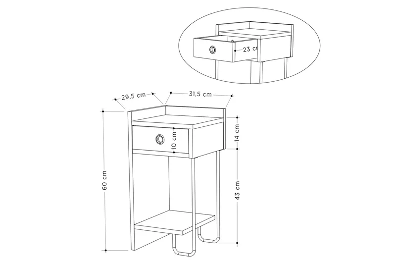 Sirius Sängbord 32x30 cm Vit - Hanah Home - Möbler - Bord & matgrupper - Avlastningsbord - Sängbord & nattduksbord