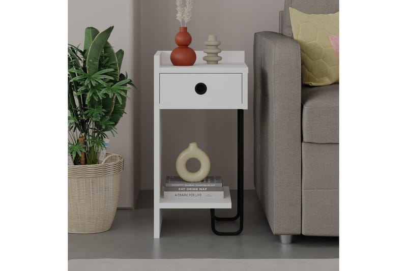 Sirius Sängbord 32x30 cm Vit - Hanah Home - Möbler - Bord & matgrupper - Avlastningsbord - Sängbord & nattduksbord