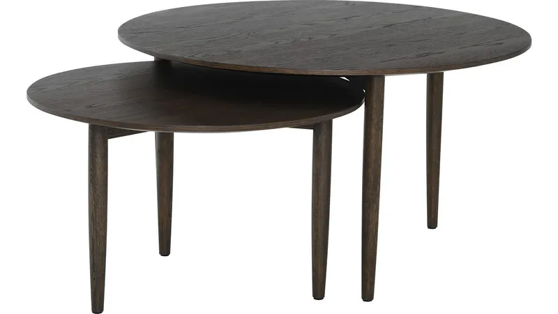 Soffbordsset Ravik Ø90/Ø70 cm, Brun