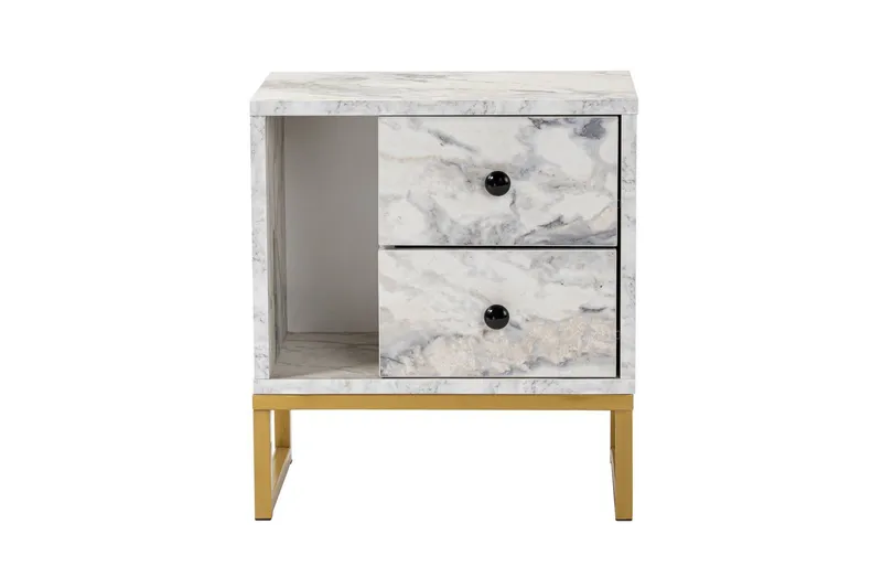 Sonali Sängbord 45 cm, Marmor/Guld