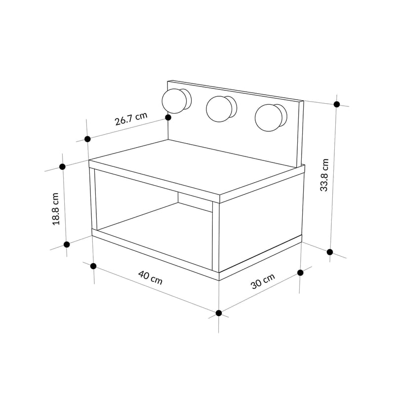 Sumira Vägghängt Sängbord 40 cm, Förvaring med Hylla och LED-belysning - Vit - Möbler - Bord & matgrupper - Avlastningsbord - Sängbord & nattduksbord