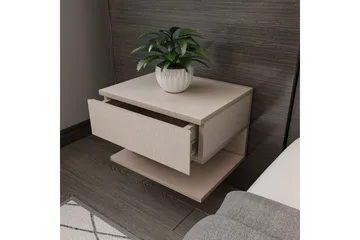 Telo Vägghängt Sängbord 45 cm med Ljust Träutseende, Förvaring med Låda - Beige - Möbler - Bord & matgrupper - Avlastningsbord - Sängbord & nattduksbord