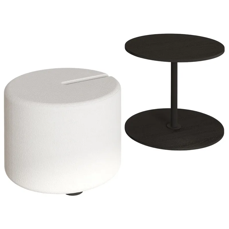 Torven Set med sidobord 43x47x43 cm, Svart