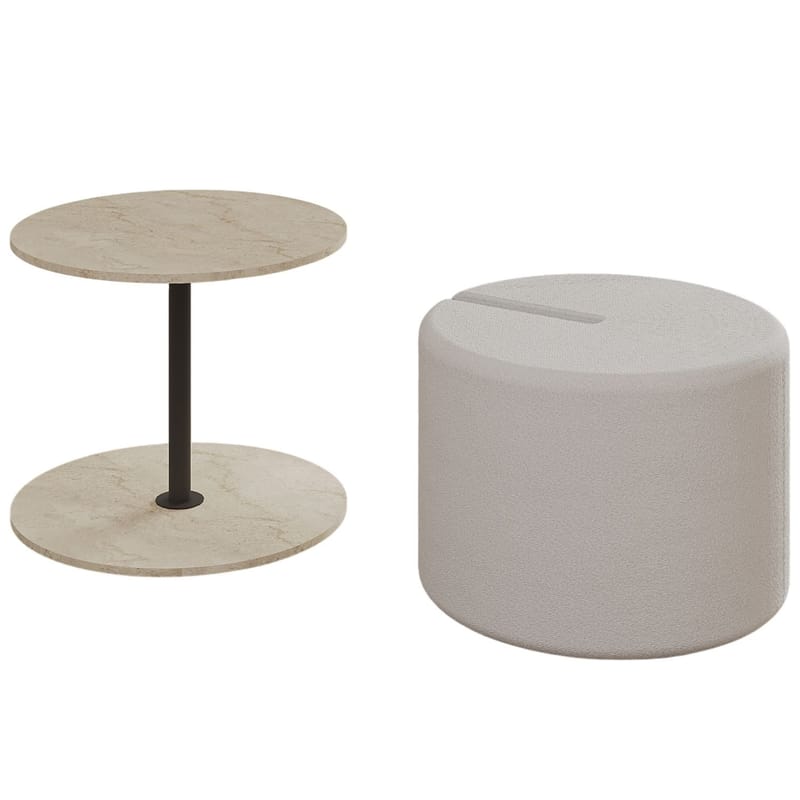 Torven Set med sidobord 43x47x43 cm - Travertin - Möbler - Bord & matgrupper - Avlastningsbord - Lampbord
