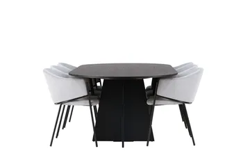 Bariso Matbord 230x115x75 cm Oval med 6 Evelina Karmstol - Möbler - Bord & matgrupper - Matgrupper