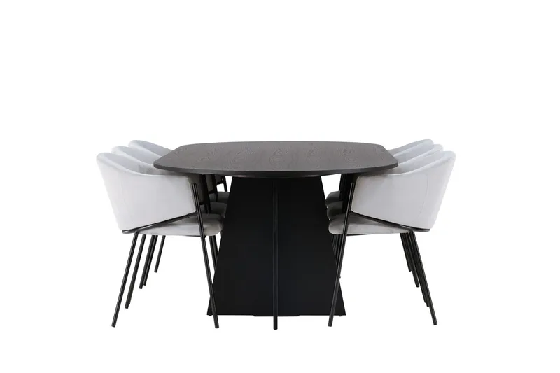 Bariso Matbord 230x115x75 cm Oval med 6 Evelina Karmstol - Möbler - Bord & matgrupper - Matgrupper
