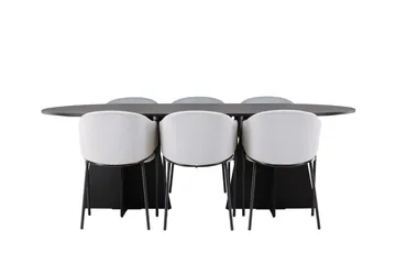Bariso Matbord 230x115x75 cm Oval med 6 Evelina Karmstol - Möbler - Bord & matgrupper - Matgrupper