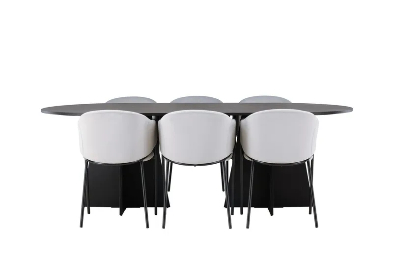 Bariso Matbord 230x115x75 cm Oval med 6 Evelina Karmstol - Möbler - Bord & matgrupper - Matgrupper