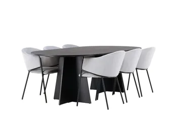 Bariso Matbord 230x115x75 cm Oval med 6 Evelina Karmstol - Möbler - Bord & matgrupper - Matgrupper