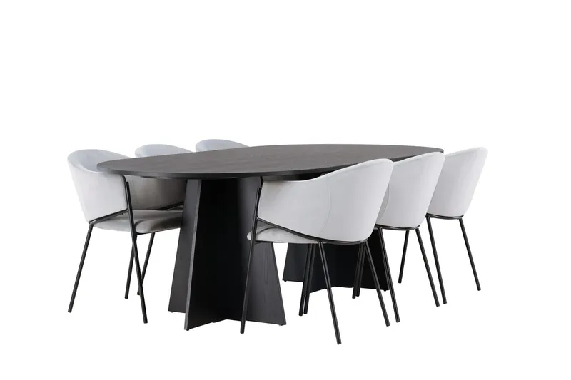Bariso Matbord 230x115x75 cm Oval med 6 Evelina Karmstol - Möbler - Bord & matgrupper - Matgrupper