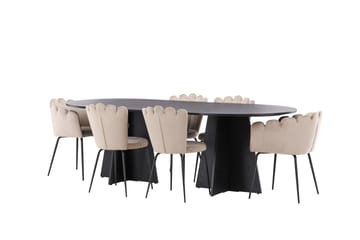 Bariso Matgrupp  230 cm Oval med 4 Limhamn stolar - Beige - Möbler - Bord & matgrupper - Matgrupper