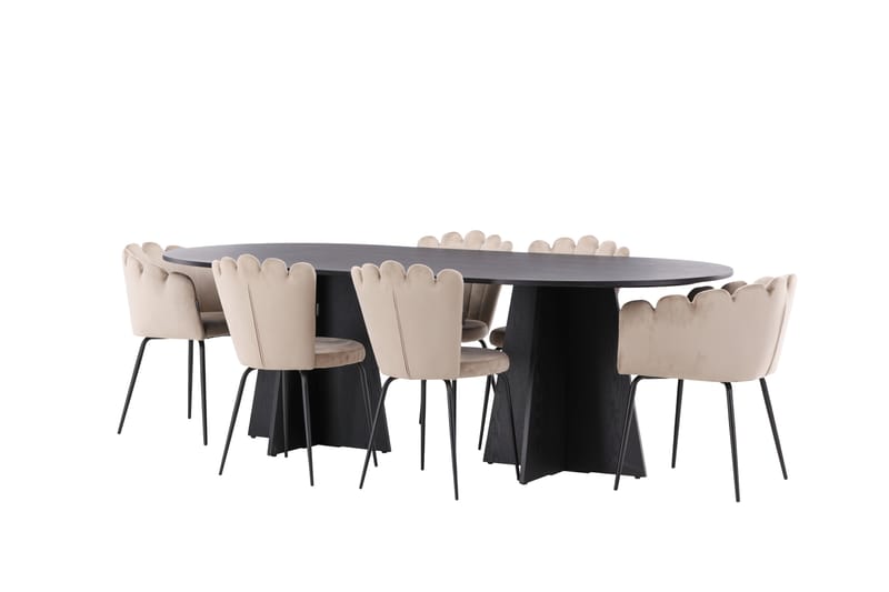 Bariso Matgrupp  230 cm Oval med 4 Limhamn stolar - Beige - Möbler - Bord & matgrupper - Matgrupper