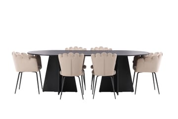 Bariso Matgrupp  230 cm Oval med 4 Limhamn stolar - Beige - Möbler - Bord & matgrupper - Matgrupper