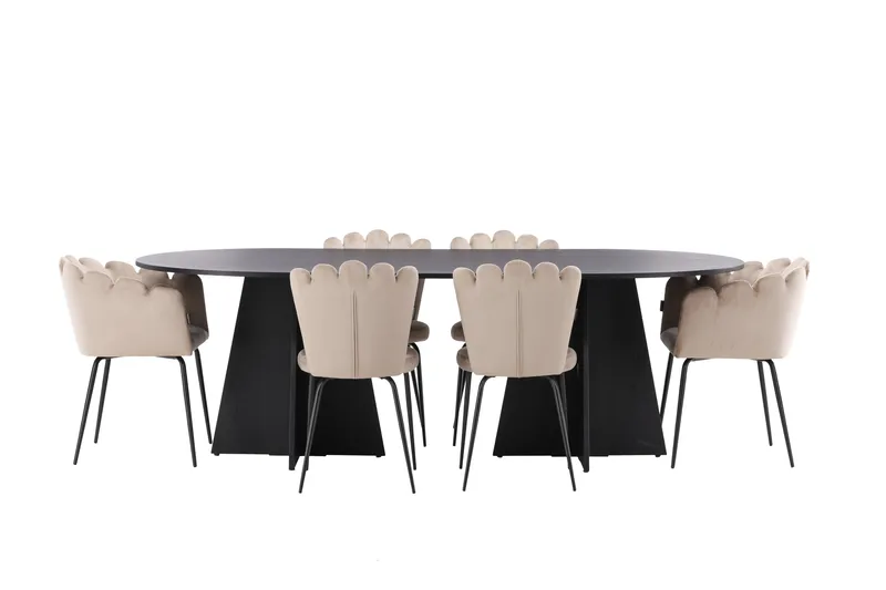 Bariso Matgrupp  230 cm Oval med 4 Limhamn stolar - Beige - Möbler - Bord & matgrupper - Matgrupper