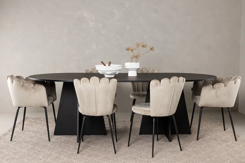 Bariso Matgrupp  230 cm Oval med 4 Limhamn stolar - Beige - Möbler - Bord & matgrupper - Matgrupper