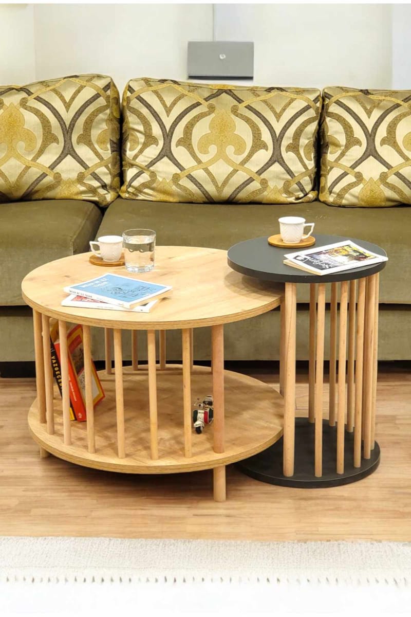 Belvo Soffbordsset 60x43 cm - Sapphire Oak/Antracit - Möbler - Bord & matgrupper - Soffbord
