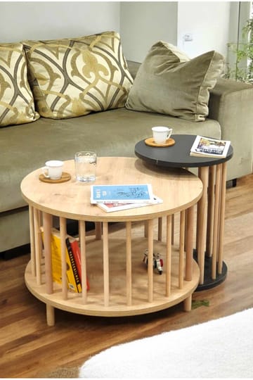 Belvo Soffbordsset 60x43 cm - Sapphire Oak/Antracit - Möbler - Bord & matgrupper - Soffbord