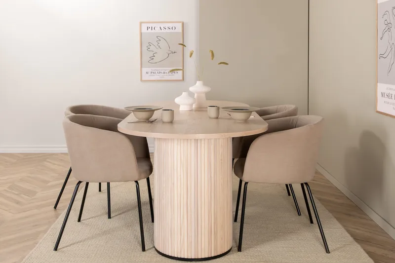 Biana Matgrupp 200 cm Oval inkl 4 Berita Stolar, Beige/Svart
