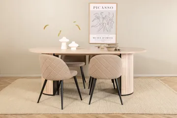 Biana Matgrupp 200 cm Oval inkl 4 Velvets Stolar - Beige/Svart - Möbler - Bord & matgrupper - Matgrupper