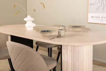 Biana Matgrupp 200 cm Oval inkl 4 Velvets Stolar - Beige/Svart - Möbler - Bord & matgrupper - Matgrupper