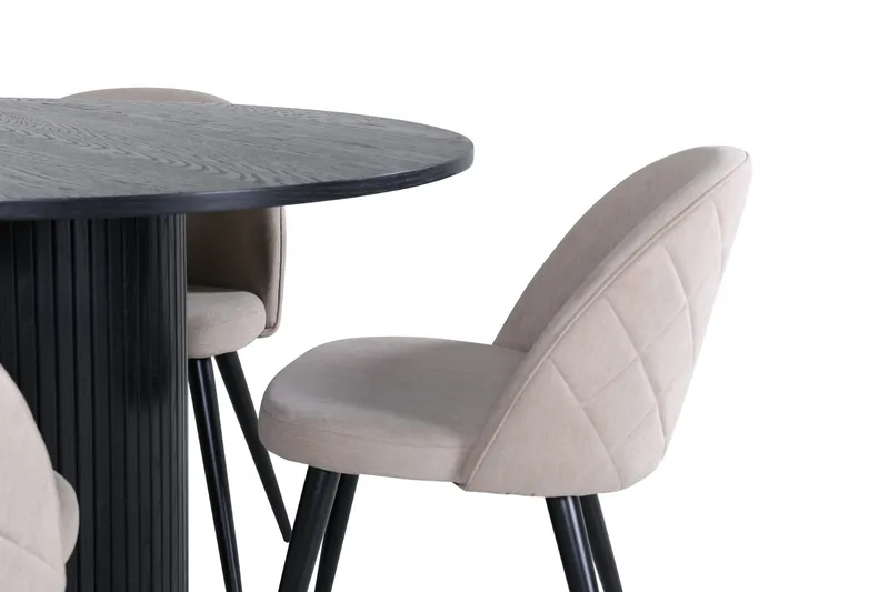 Bianca Matgrupp 110 cm Rund med 4 Velvet stolar - Beige - Möbler - Bord & matgrupper - Matgrupper