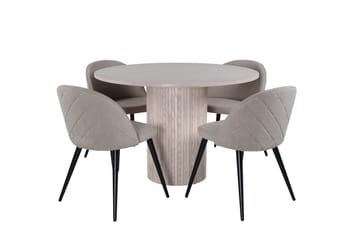Bianca Matgrupp 110 cm Rund med 4 Velvet stolar - Beige - Möbler - Bord & matgrupper - Matgrupper