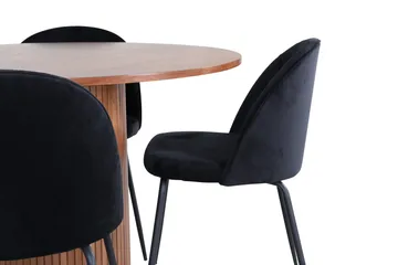 Bianca Matgrupp 110 cm Rund med 4 Wrinkles stolar - Svart - Möbler - Bord & matgrupper - Matgrupper