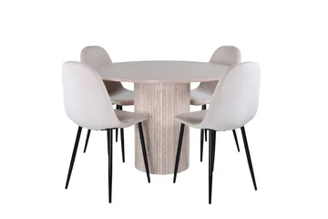 Bianca Matgrupp 110 cm Rund med 4 Polar stolar - Beige - Möbler - Bord & matgrupper - Matgrupper