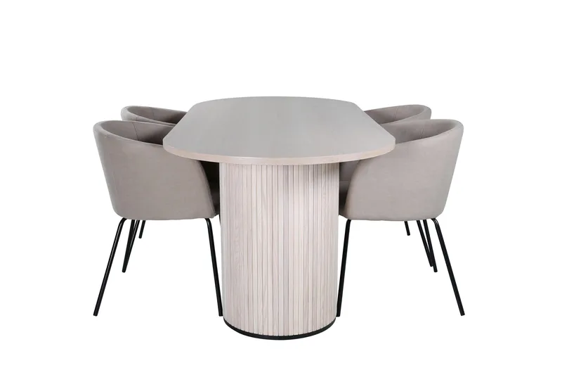 Bianca Matgrupp 200 cm Oval med 4 Berit stolar - Beige - Möbler - Bord & matgrupper - Matgrupper