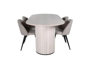 Bianca Matgrupp 200 cm Oval med 4 Velvet stolar - Beige - Möbler - Bord & matgrupper - Matgrupper