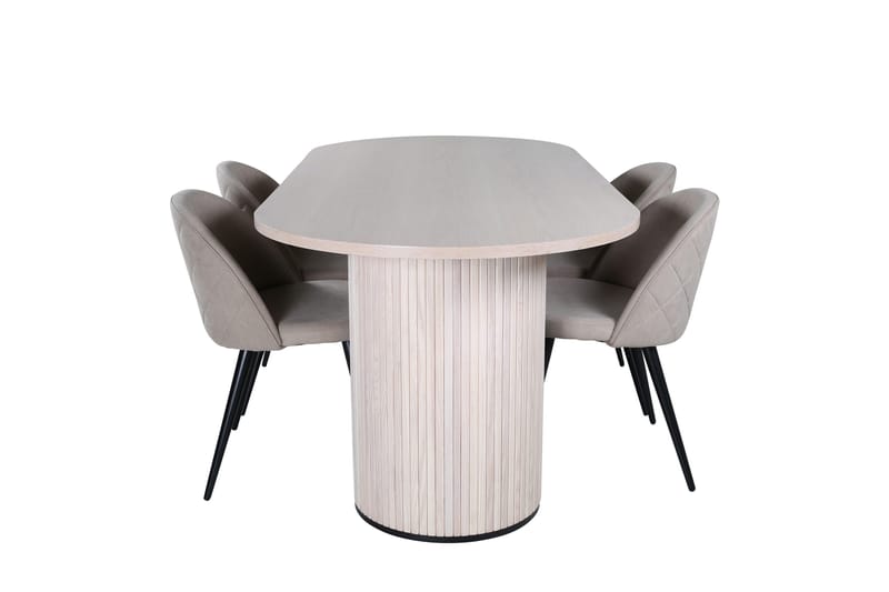 Bianca Matgrupp 200 cm Oval med 4 Velvet stolar - Beige - Möbler - Bord & matgrupper - Matgrupper