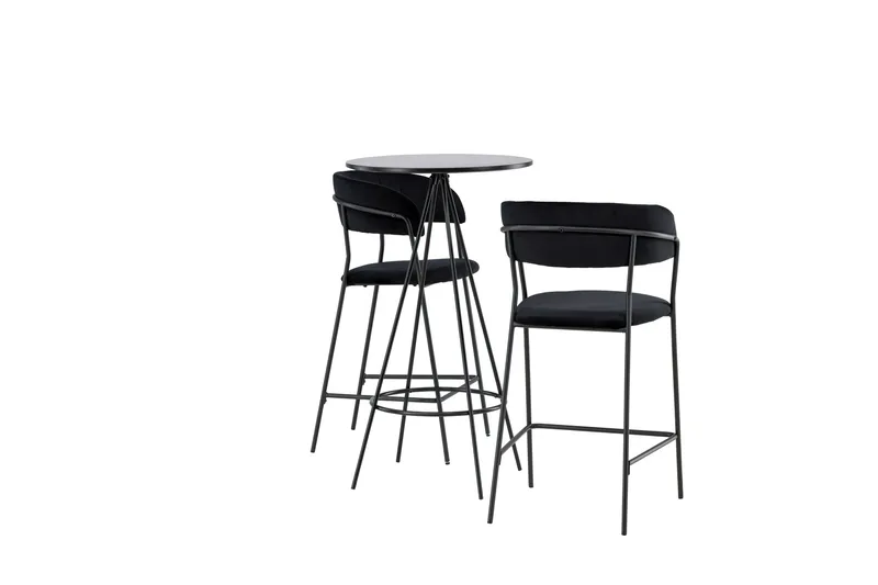 Bistro Matgrupp 60 cm Rund med 2 Lui stolar - Svart - Möbler - Bord & matgrupper - Matgrupper