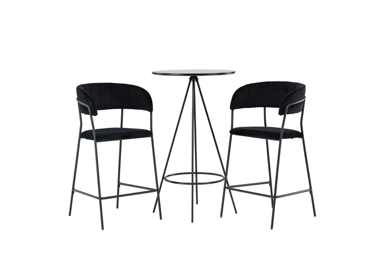Bistro Matgrupp 60 cm Rund med 2 Lui stolar, Svart