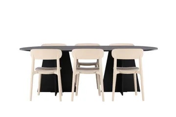 Bootcut Matgrupp 230 cm Oval med 6 Åstol stolar - Svart - Möbler - Bord & matgrupper - Matgrupper