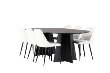 Bootcut Matgrupp 230 cm Oval med 6 Night stolar - Svart - Möbler - Bord & matgrupper - Matgrupper