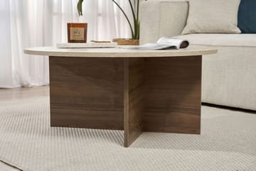 Boro Soffbord 90x40x90 cm - Travertine och Walnut - Möbler - Bord & matgrupper - Soffbord