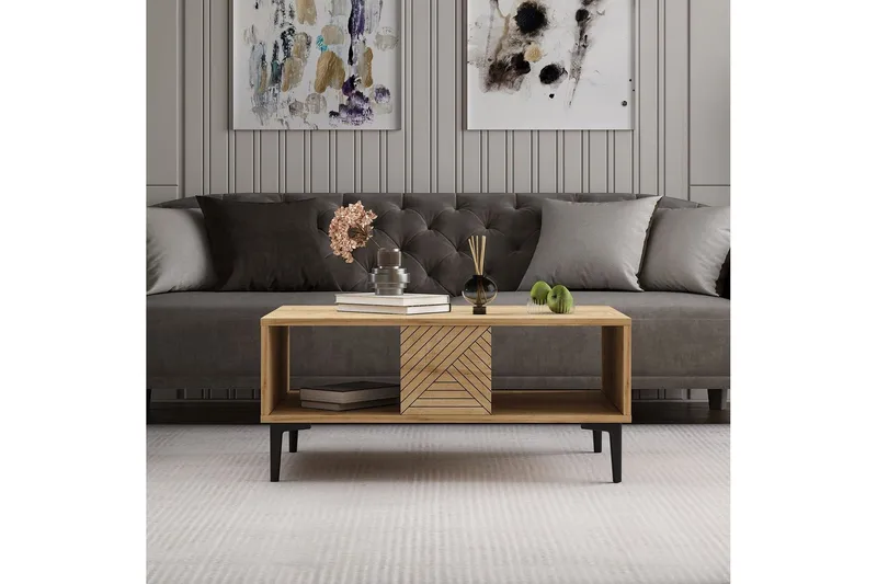 Botswana Rektangulärt Soffbord 90 cm med Hyllor i Trä - Brun - Möbler - Bord & matgrupper - Soffbord