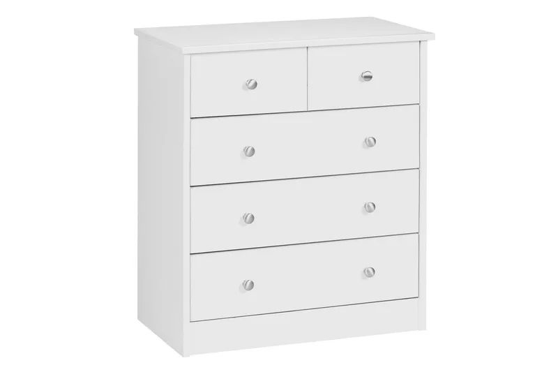 Byrå Wohnling med 5 lådor klassisk modern stil Vit, Vit