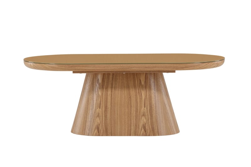 Castor Ovalt Soffbord i Glas med Träunderrede, Beige