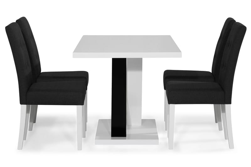 Cesi Matgrupp 140 cm med 4 Viktor Stol - Vit/Svart/Svart PU - Möbler - Bord & matgrupper - Matgrupper